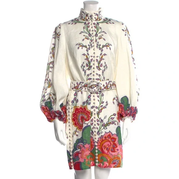 🌙 ZIMMERMAN LOVE STRUCK MINI LINEN DRESS 🌙 - Picture 1 of 8